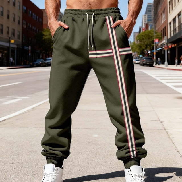 Ceisia Men Solid Color Loose Casual Pants Elastic Waist Drawstring Sports Gift Work Trousers