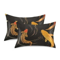 Yayeee Pillowcase Standard Size Set of 2 Satin Wrinkle Resistant Pillow Case, Black Fish Pattern
