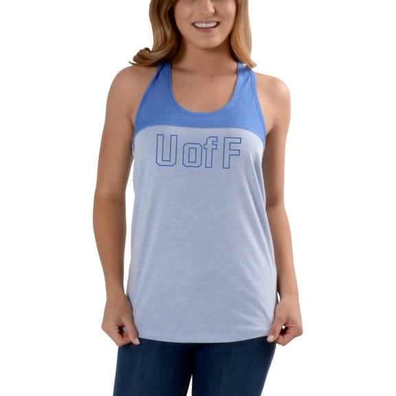 Women's Heathered Gray/Royal Florida Gators Burnout Logo Tank Top