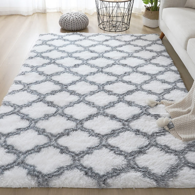 Modern Shaggy Rug White Long Pile Fluffy Soft Mats Small X Large Shag Area Rugs 