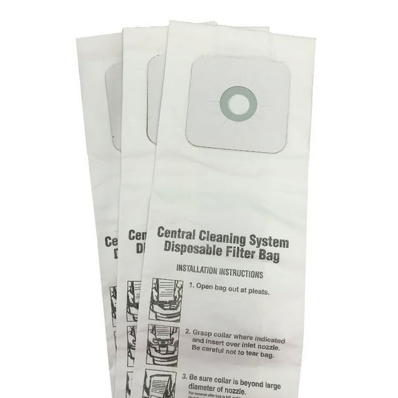 3 Central Vac Bags for Nutone CV350, CV352, CV353, CV450, CV653, CV750