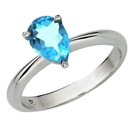 Blue Topaz Pear Ring - Dazzlingrock Collection Sterling Silver 9X7 MM Pear Cut Blue Topaz Solitaire Bridal Engagement Ring, Size 9