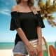 thumbnail image 4 of Camisa De Viaje Camisa de viaje para mujer, camiseta informal con cuello en V a la moda para ir de compras (negro M) Cgtredaw para Mujer Negro T L, 4 of 6