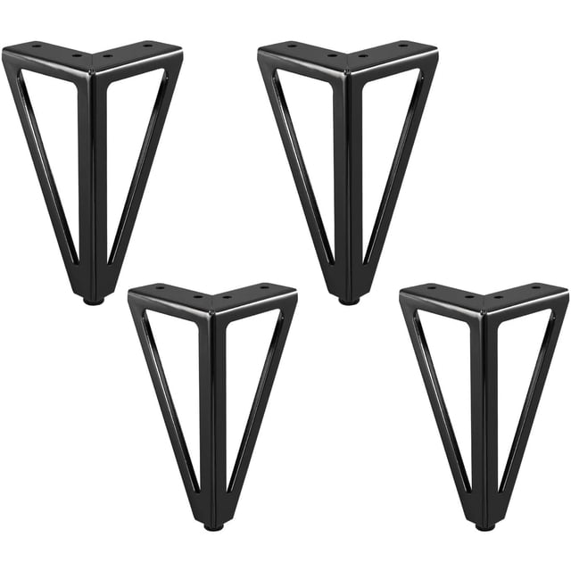 Paquete de 4 patas de repuesto de metal negro de 15 cm para muebles, armarios, camas, sillas, guardarropas y sofás, 15 cm, negro claro