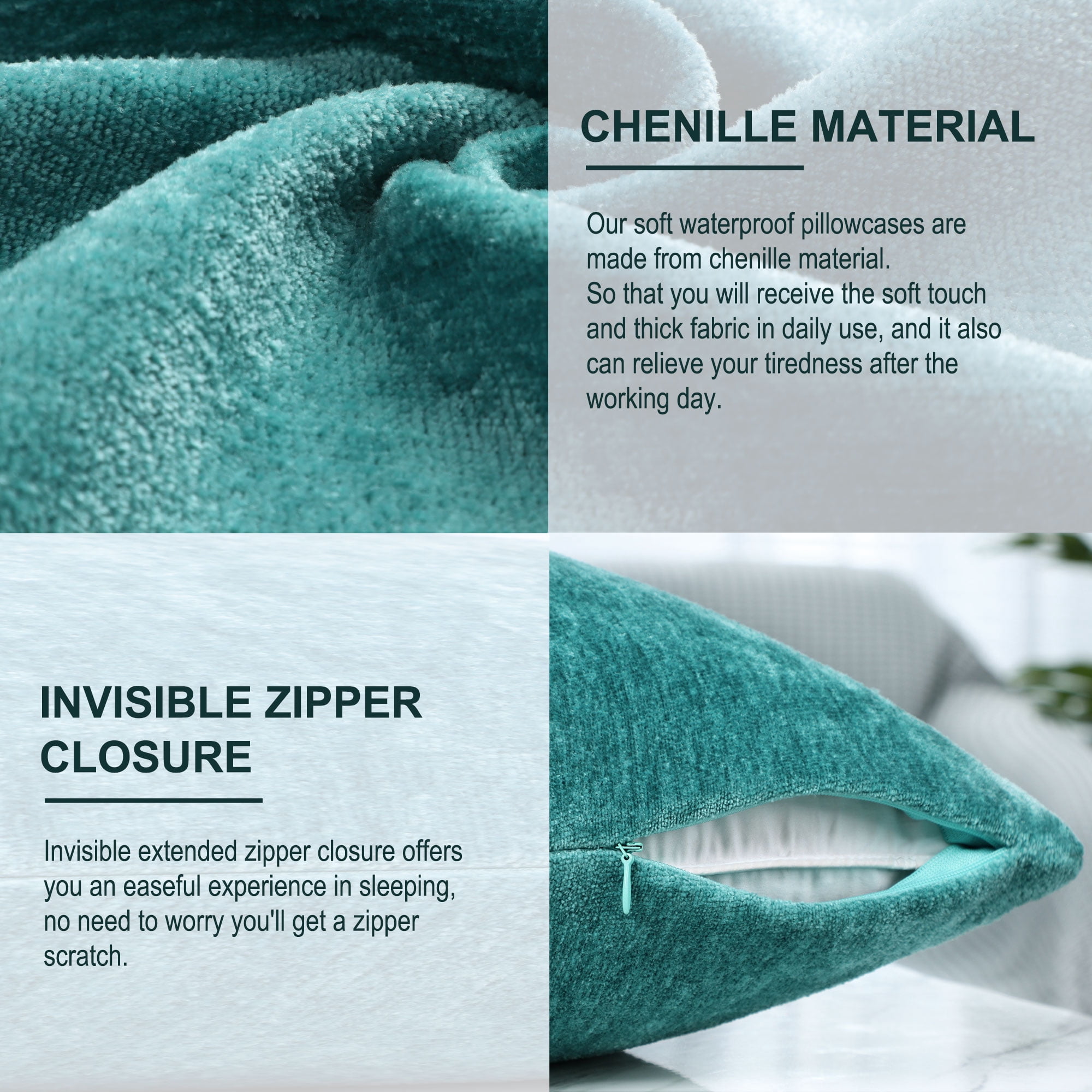 Unique Bargains Soft Water Repellent Throw Pillow Covers Peacock Blue 18"x18"