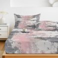 thumbnail image 6 of Twin XL Size Fitted Sheet Set - Pink Grey Abstract 2 Piece Bedding Sets 16" Deep Pocket Fitted Sheet with 1 Pillowcases, Modern Minimalist Smear Art Brushed Microfiber Hotel Luxury Bed Sheets, 6 of 9