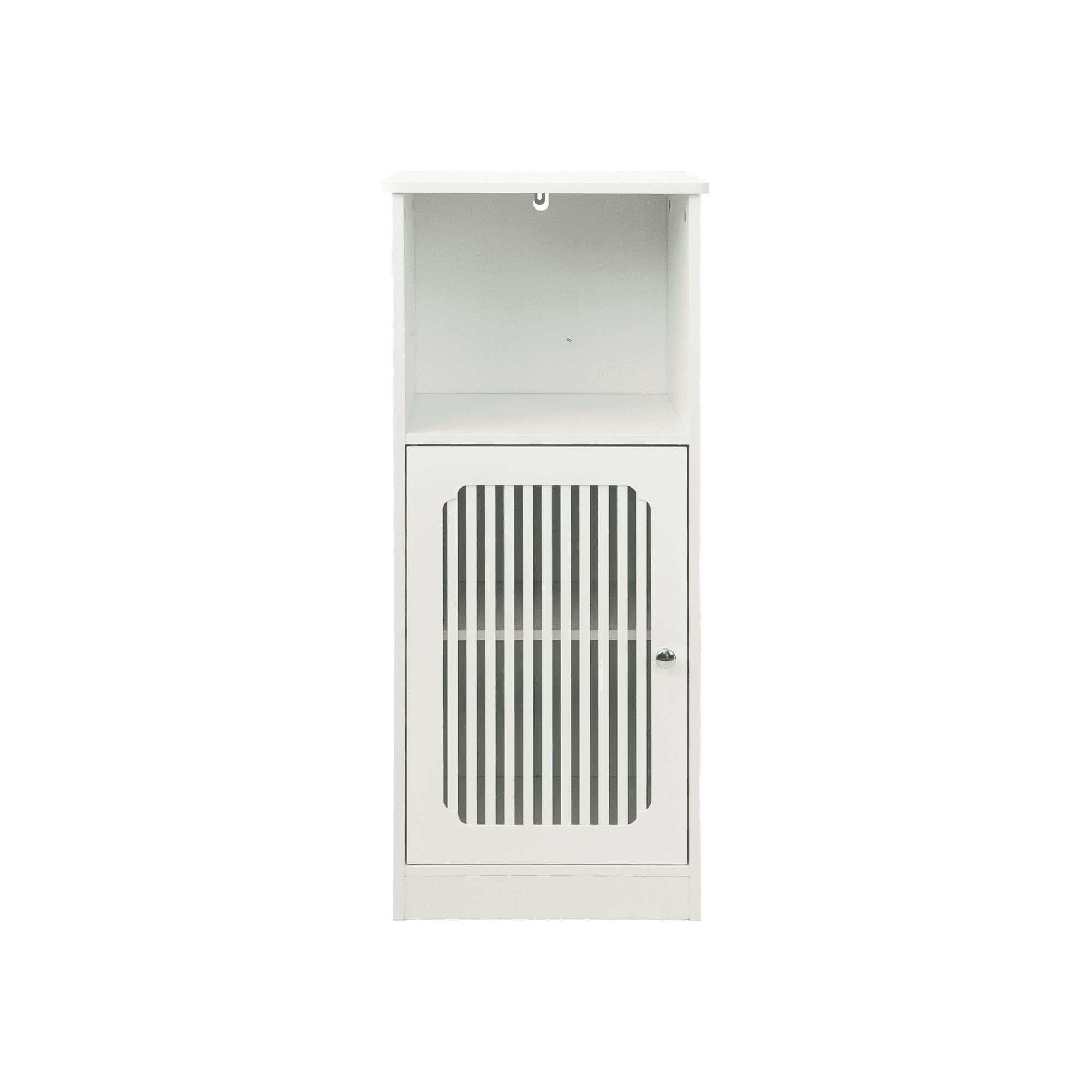 Leumius Bathroom Low Cabinet, Louvered Door Floor-Standing Bathroom Storage Cabinet, Multi-Layer Bathroom Storage Cabinet, White