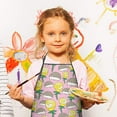 thumbnail image 2 of Pink Hedgehog Rose Pattern Kids Aprons for Girls and Boys,Adjustable Neck Strap Toddler Aprons for Kids Cooking Baking, 2 of 6
