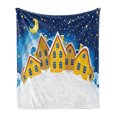 thumbnail image 1 of Winter Soft Flannel Fleece Throw Blanket, Cartoon Illustration of a Snowy Nighttime Scene, Cozy Plush for Indoor and Outdoor Use, 60" x 80", Multicolor, by Ambesonne, 1 of 6