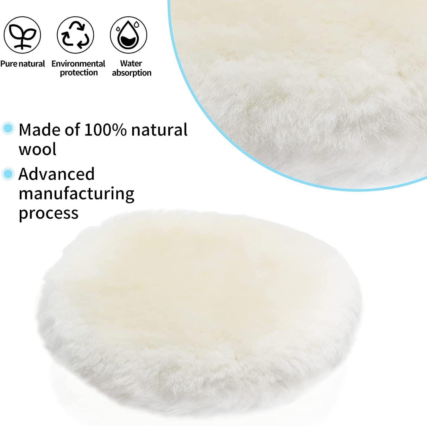 7Pcs 7" Buffing Polishing Pads Buffing Sponge& Wool Pads Set Buffer Polisher Pad