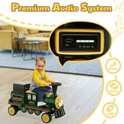TOKTOO 12V Powered Ride on Train for Toddlers, Electric Ride on Car Toys w/ Rubber Wheels, Storage Box, LED Headlight, Music Player, Ideal Gift for Boys Girls, Green