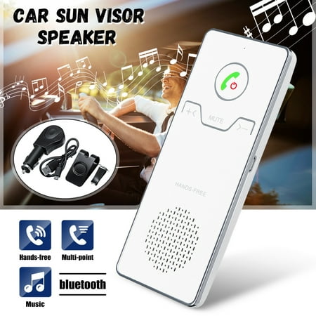 Car Wireless bluetooth Handsfree Speakerphone Multipoint Speakerphone Kit Car Sun Visor Hands-free Phone Audio Music Receiver Devices + Car Charger + USB