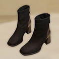 thumbnail image 2 of NECHOLOGY Botas Mujer Zapatos Botines para mujer Botas de ante de tacón medio con punta cuadrada y tacón cuadrado para mujer, botines antideslizantes con cremallera en la espalda (Black, 6.5), 2 of 5