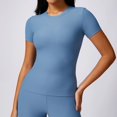 thumbnail image 2 of Top deportivo acanalado para mujer, Top corto de Yoga, camiseta de manga corta para Fitness, Tops para gimnasio, ropa de entrenamiento con aumento, ropa deportiva para correr, 2 of 5