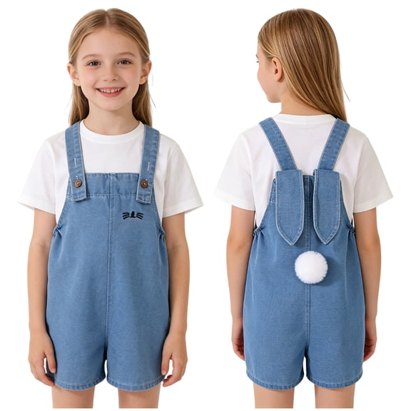 Staki Easter Bib Overalls Festival Bib Overalls for Baby Girls Adjustable Straps Work Coveralls Printed Shorts Jumpsuit 6M 12M 18M Blue,6-12 Months