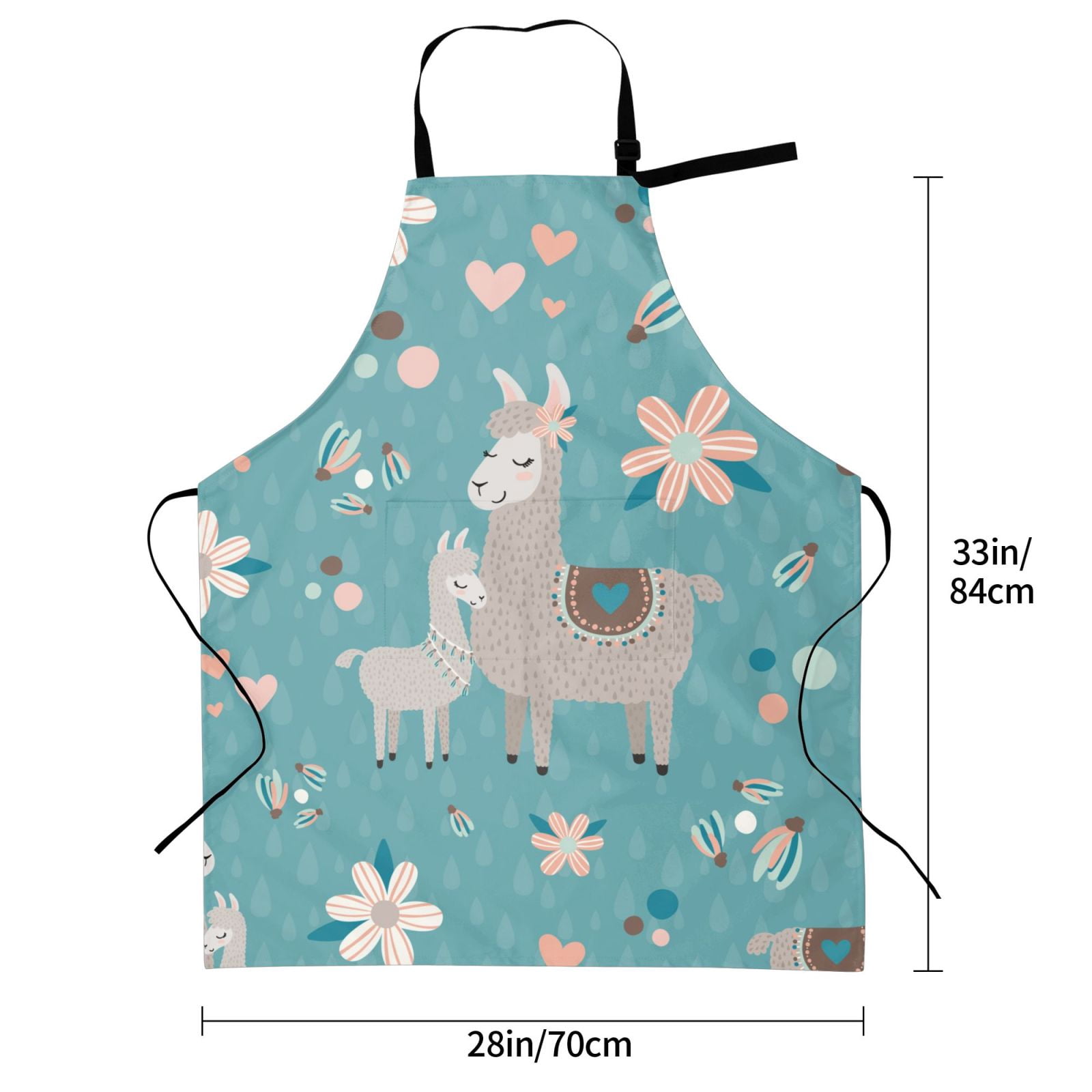 Kdxio Teal Mama Llama Apron with Pockets Adjustable Kitchen Aprons for Men Women Waterproof Aprons for Cooking,Drawing,Crafting, Baking Household Cleaning