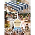 thumbnail image 5 of Navy Blue Grey Stripe Table Cloth, Minimalist Farmhouse Striped Waterproof Tablecloth for Square Tables, Reusable Washable Fabric Table Cover for Restaurant Kitchen Dining Tables 54"x54", 5 of 6