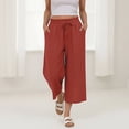 thumbnail image 7 of Generic Women's Linen Capris Wide Leg Pants Casual Drawstring Ruffle High Waisted Pant Summer Loose Capri Pants with Pockets, 7 of 7