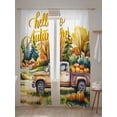thumbnail image 2 of Sheer Curtains 84 inches Long 2 Panels Set Pumpkin Truck Hello Autumn Forest Fall Thanksgiving Tiers Sheers Rod Pocket Small Window Short Curtains for Kitchen Cafe, Each 52" W x 84" L, 2 of 7