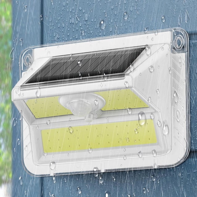 Feltree Transparent Solar Wall Lights with Motion Sensor, 73 COB LEDs 220° Detection Angle, 3 Lighting Modes Waterproof Security Lights for Patio Fence