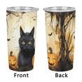 thumbnail image 4 of 20oz Insulated Stainless Steel Tumbler,Pumpkin Lantern Black Cat Double Wall Vacuum Travel Coffee Mug, 4 of 8