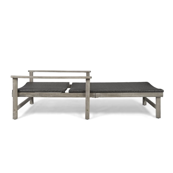 Outdoor Sofa, HAMPTON WOOD WICKER CHAISE LOUNGE, Grey Patio Furniture,Metal & Wood Outdoor Sectional, Garden & Outdoor & Patio Furniture Patio Seating