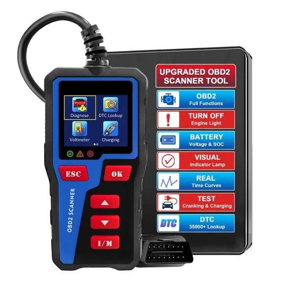 Woudy AT300 OBD2 Scanner Car OBDII EOBD CAN Code Reader with Battery Test for 12V Cars