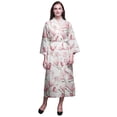 thumbnail image 1 of Bimba White Floral Saucer Magnolia Womens Robe Dressing Gown Long Bride Getting Ready Shirt Printed Bath Robe Girls S, 1 of 5