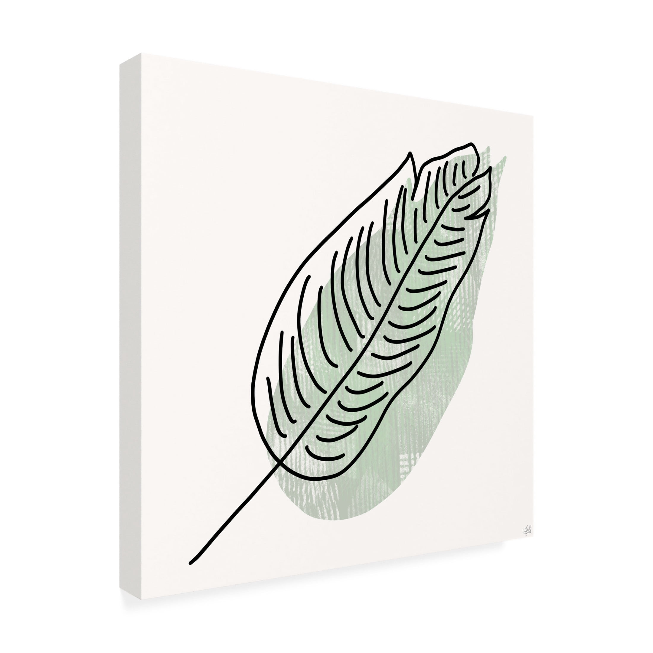 Canvas Wall Art - Line and Brush 'Leaf N Stamp 1' Wall Art for Living Room, Bedroom, or Office Décor by Trademark Fine Art - 14 x 14 Inches