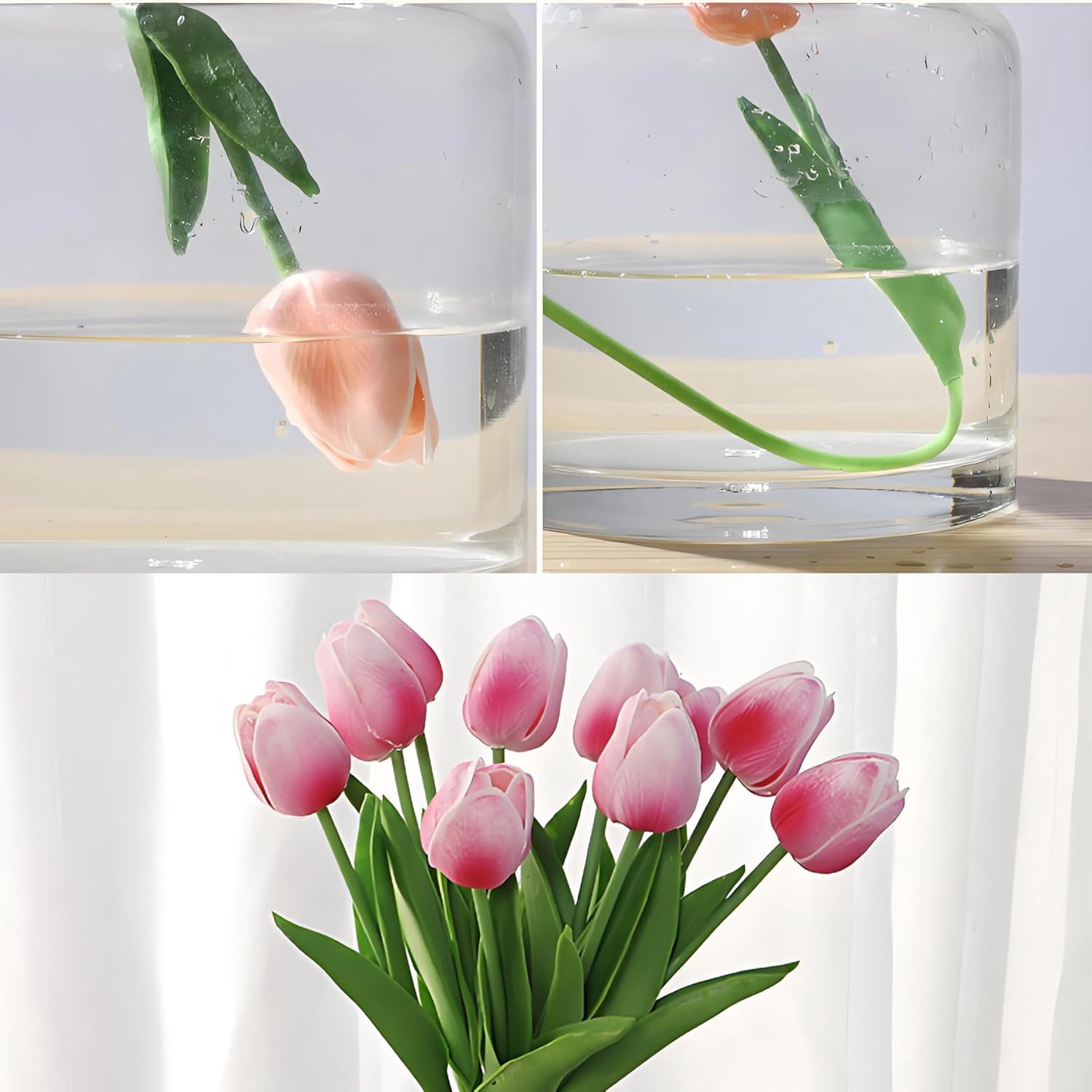 10pcs White Artificial Flowers Fake Tulips 13" Silk Flower for Home Kitchen Wedding Decor Bouquet Decorations Office Floral Arrangements