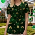 thumbnail image 3 of felwors St Patricks Day Shirt Women Shamrocks Printed V Neck Short Sleeve Nursing Uniform Scrubs Shirts with Pockets (Gold, XL), 3 of 6