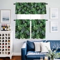 thumbnail image 2 of Tropical Plant Kitchen Curtains Valances and Tiers Set of 3 Green Palm Leaves Watercolor Summer Black Tier Curtains and Valance with Rod Pocket for Small Windows, 27.5"x36", 2 of 9