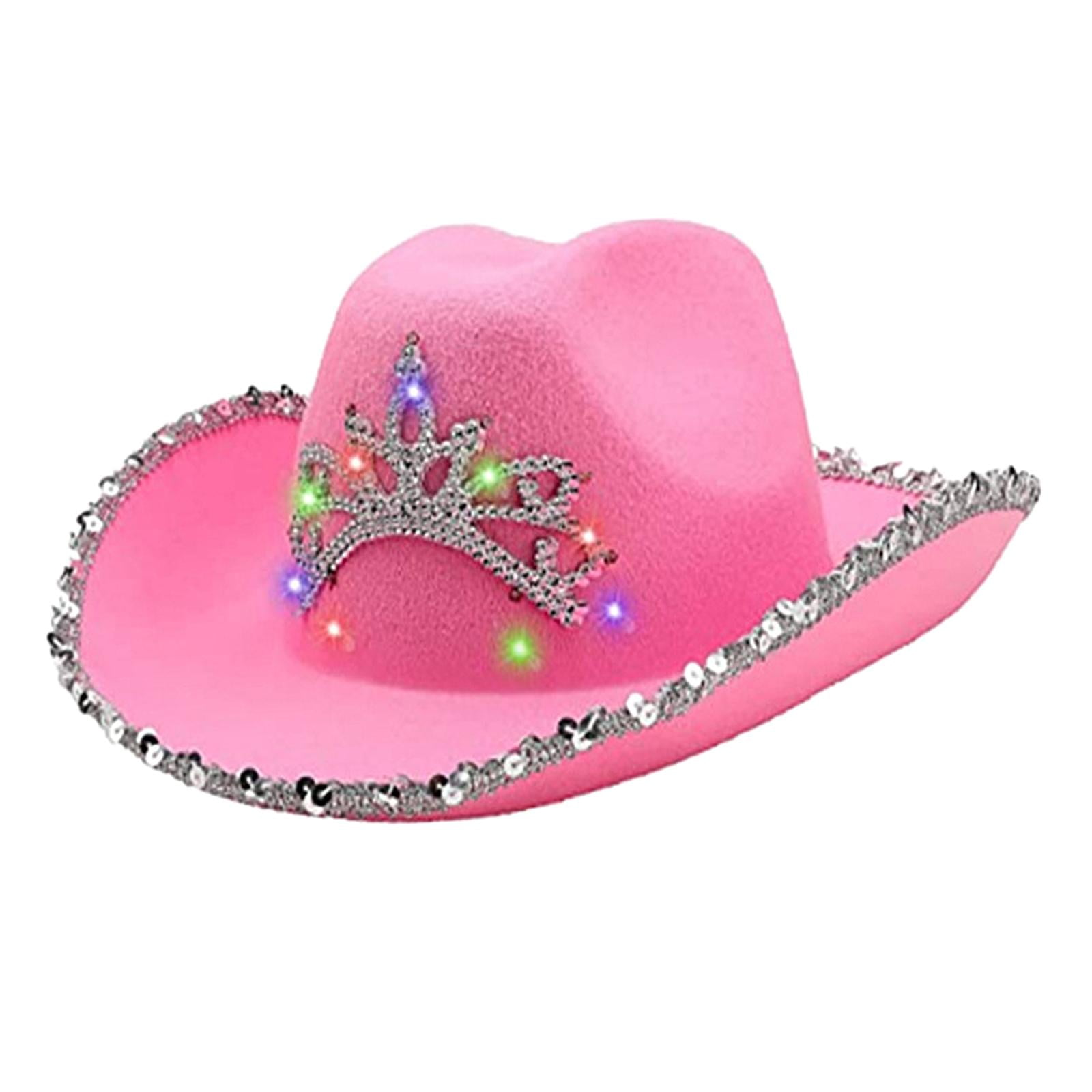Pink Tiara Cowboy Hat Western Cowgirl Fancy Dress Hen Night Party Accessory New 