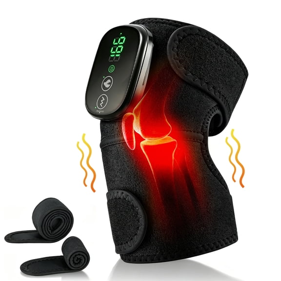 Heated Knee Massager, 5000mAh Knee Heating Pad with Heat and Vibration, 3 in 1 Cordless Shoulder & Elbow Massager for Men Women, 1PCS