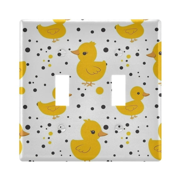 2 Gang Light Switch Cover Plate Cute Duck with Polka Dot Wall Plate Decorate Electrical Outlet Cover Plates 4.56”x4.48”