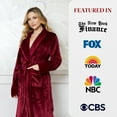 thumbnail image 5 of Lotus Linen Plush Robe for Women - Long Soft Fleece Bathrobe, Wine Red XL/XXL, 5 of 9