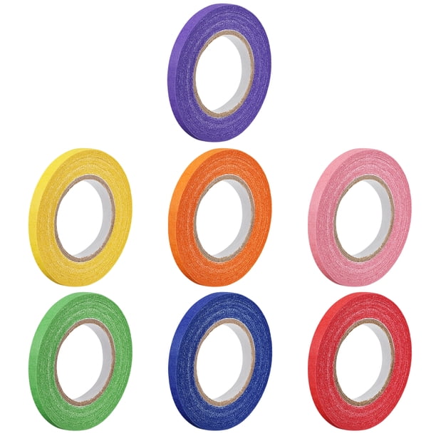 Cinta de enmascarar Uxcell de 5 mm de ancho, 20 m (21 yardas), 7 colores, 7 piezas