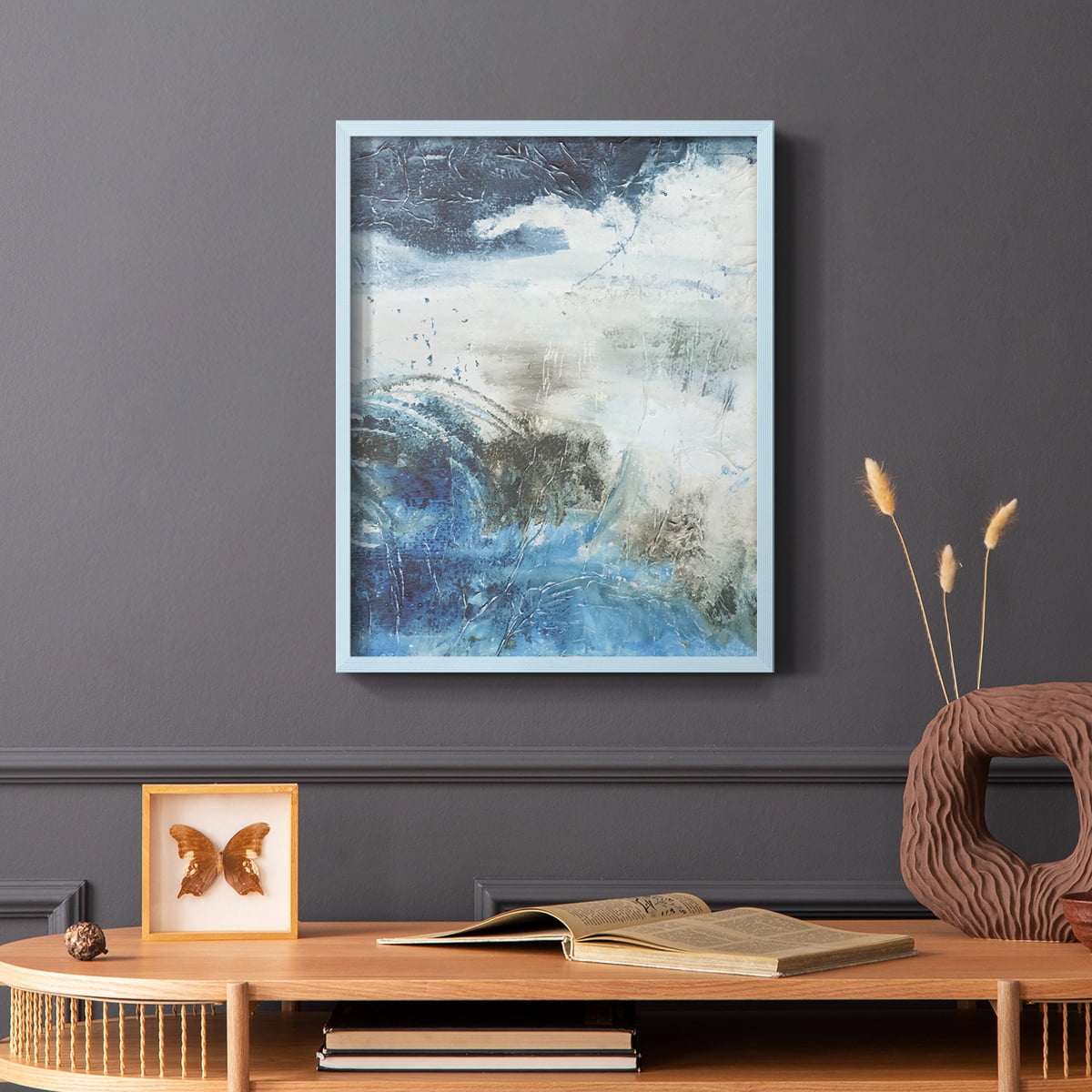 Coastal Seas I Framed Print in Blue Solid Wood Framed Print No Nail Hanging