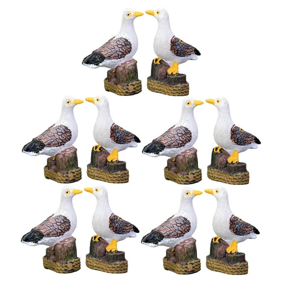 10 Pcs Seagull Ornaments Outdoor Home Decor Decompression Book Shelf Decoration Bird Figurine