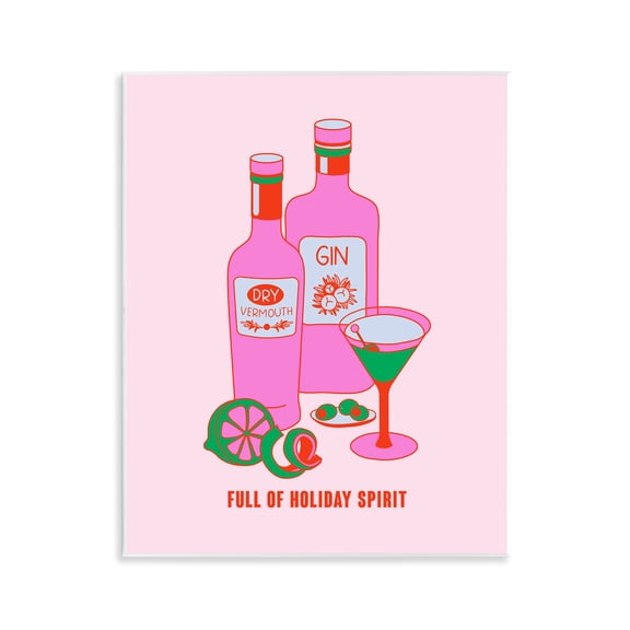 Stupell Industries Eclectic Funny Holiday Spirit Drinks Wall Plaque Art, 11 x 14, by House of Lulu