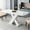 White, variant on Square Modern Dining Table, Stretchable Black Marble Table Top, & Metal, 47.24"-61.19"l, 220 Lbs Load Marble Surface, Steel, 61.19 In. Depth