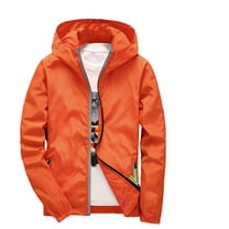 Nestiefly Mens Rain Jacket Hoodies Lightweight Waterproof With Hooded Outdoor Raincoat Jacket For Hiking Travel Saffron 4XL