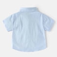 thumbnail image 4 of Faraee Toddler Baby Boy Clothes Cotton Linen Short Sleeve Button Down Shirt Shorts Set 2Pcs Summer Outfits Gentleman Suit 2t 3t 4t 5t 6t 7t Blue, 4 of 9