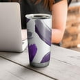 thumbnail image 4 of 20 Oz Purple and Grey Abstract Art Artwork Coffee Tumbler Double Wall Insulated Stainless Steel Water Bottle | Metal Reusable Thermoses Flask with Cup Cap | Leak & Sweat Proof with Anti-Dust Lid, 4 of 7