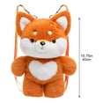thumbnail image 3 of Cute Fox Plush Backpack 3D Fox Plush Bag Animal Plush Toy Soft Stuffed Shoulder Bag Kawaii Carrier Backpack Soft Animal Shoulder Bags Funny Gifts, 3 of 7
