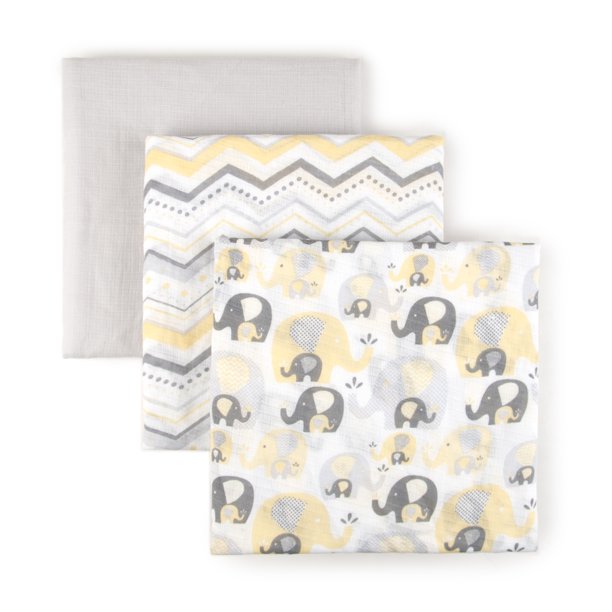 Tadpoles Cotton Muslin Receiving Blanket Set of 3, Elephant Walmart