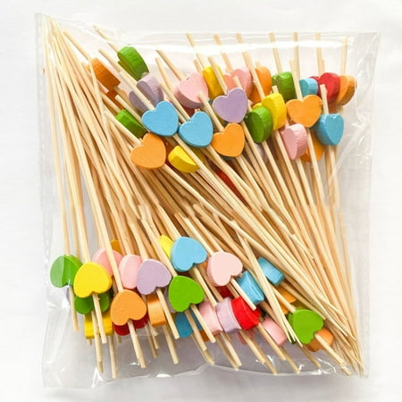 

QIFEI 100Pcs Heart Beads Cocktail Sticks Sandwich Fruit Toothpick Picks Party Supplies Multi