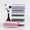 thumbnail image 1 of Toalla de forro polar coral para el baño de manos facial Pelo seco | Tela grande a rayas, de secado rápido y súper absorbente y suave | Duradero sin pelusa | Azul Gris Rojo Verde Marrón | 75x35cm, 1 of 6