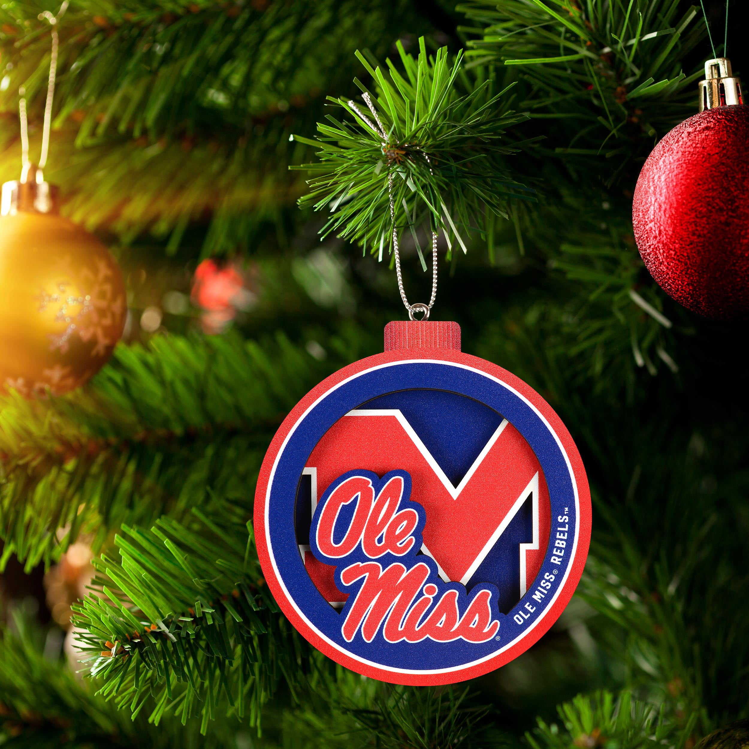 YouTheFan NCAA Mississippi Rebels 3D Logo Series Ornament