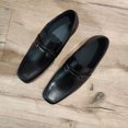 thumbnail image 6 of Men's Black Buckle Classic Square Toe Slip On Loafers Dress Shoes, Black, Sz 6.5, 6 of 6